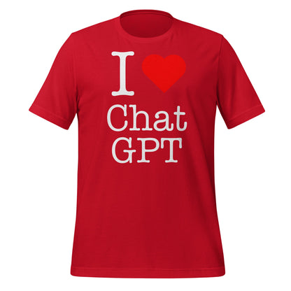 Image of the I Love Chat GPT T-Shirt (unisex) Red / M.