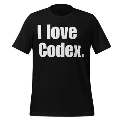Image of the I love Codex. T-Shirt (unisex) Black / XS.