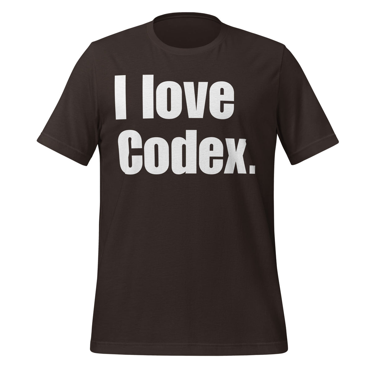 Image of the I love Codex. T-Shirt (unisex) Brown / S.