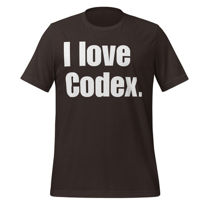 Image of the I love Codex. T-Shirt (unisex) Brown / S.