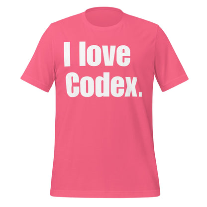 Image of the I love Codex. T-Shirt (unisex) Charity Pink / XS.