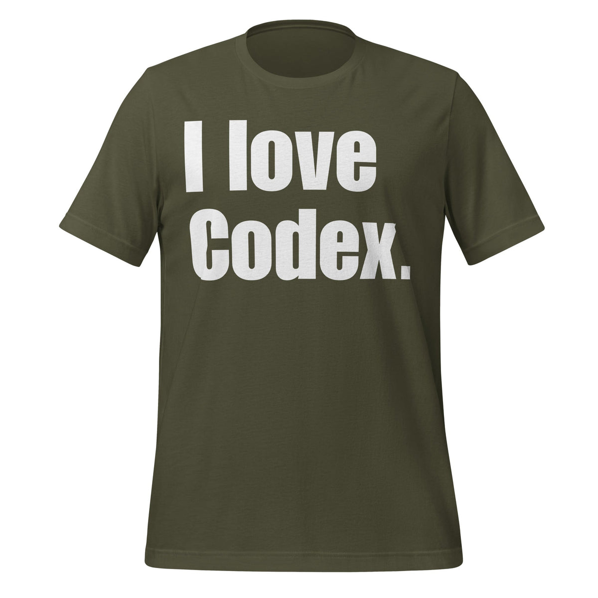Image of the I love Codex. T-Shirt (unisex) Military Green / XS.