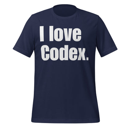 Image of the I love Codex. T-Shirt (unisex) Navy / XS.
