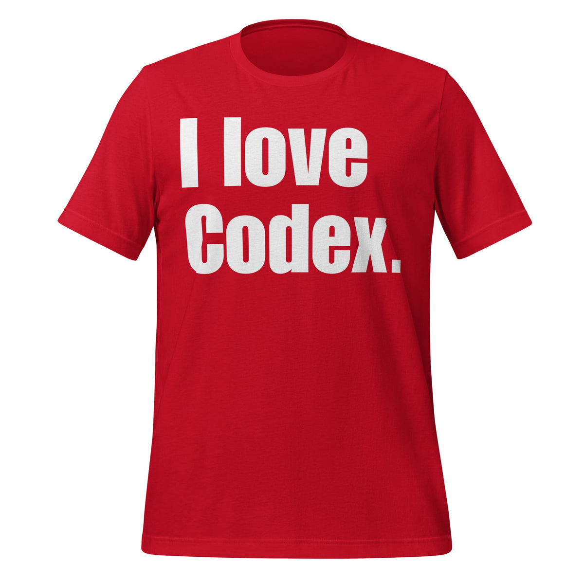Image of the I love Codex. T-Shirt (unisex) Red / XS.
