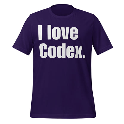 Image of the I love Codex. T-Shirt (unisex) Team Purple / XS.