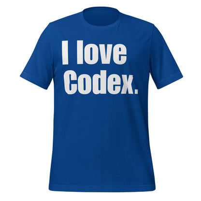 Image of the I love Codex. T-Shirt (unisex) True Royal / S.