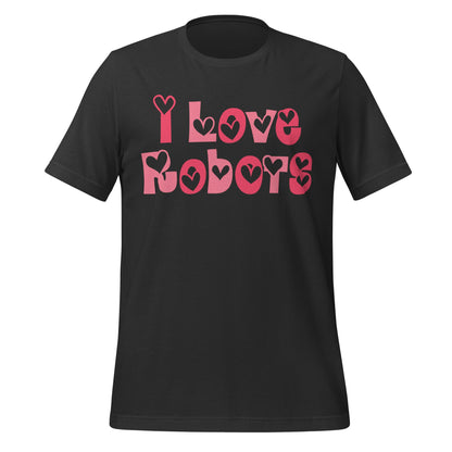 Product mockup photo of the I Love Robots T Shirt (unisex) Dark Grey / M.
