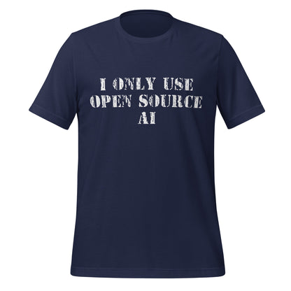 Product mockup photo of the I Only Use Open Source AI T Shirt (unisex) Navy / M.