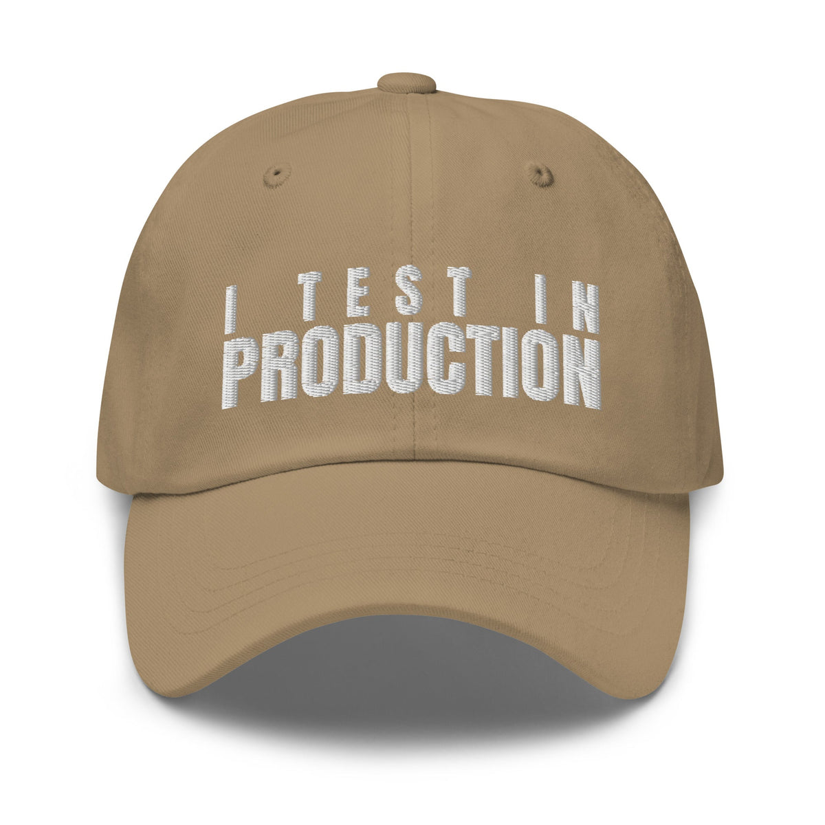 Image of the I Test in Production Cap Khaki.