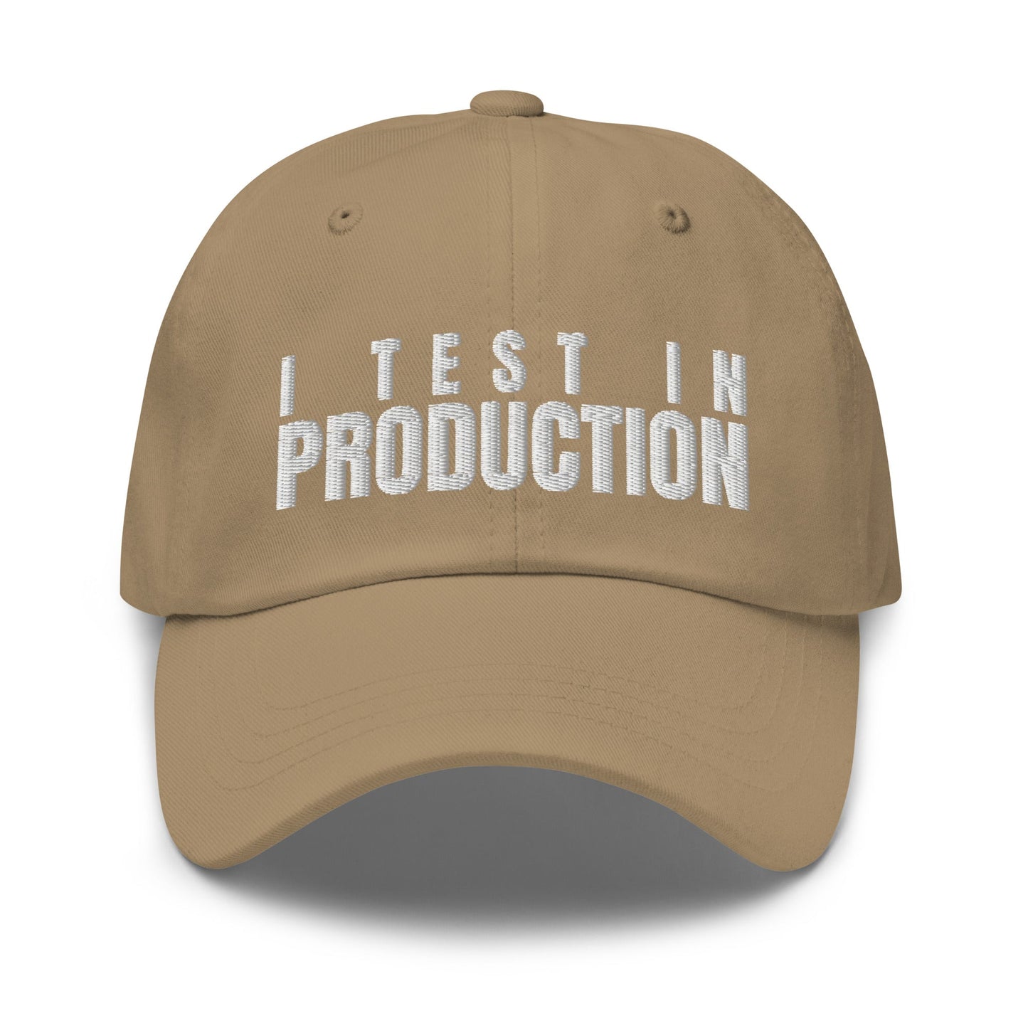 Image of the I Test in Production Cap Khaki.