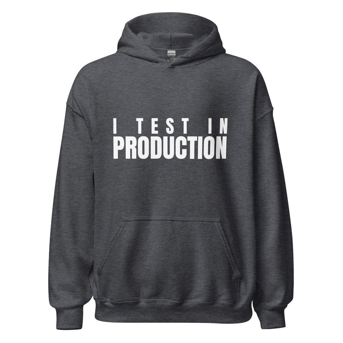 Image of the I Test in Production Hoodie (unisex) Dark Heather / M.