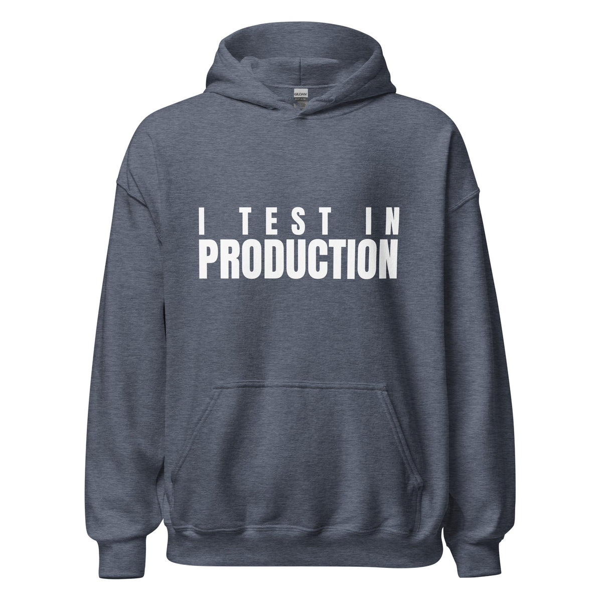 Image of the I Test in Production Hoodie (unisex) Heather Sport Dark Navy / M.