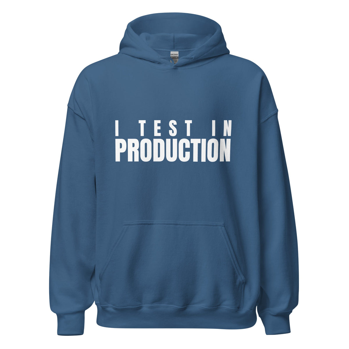 Image of the I Test in Production Hoodie (unisex) Indigo Blue / M.