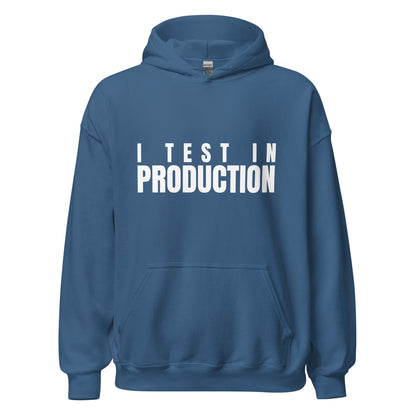 Image of the I Test in Production Hoodie (unisex) Indigo Blue / M.