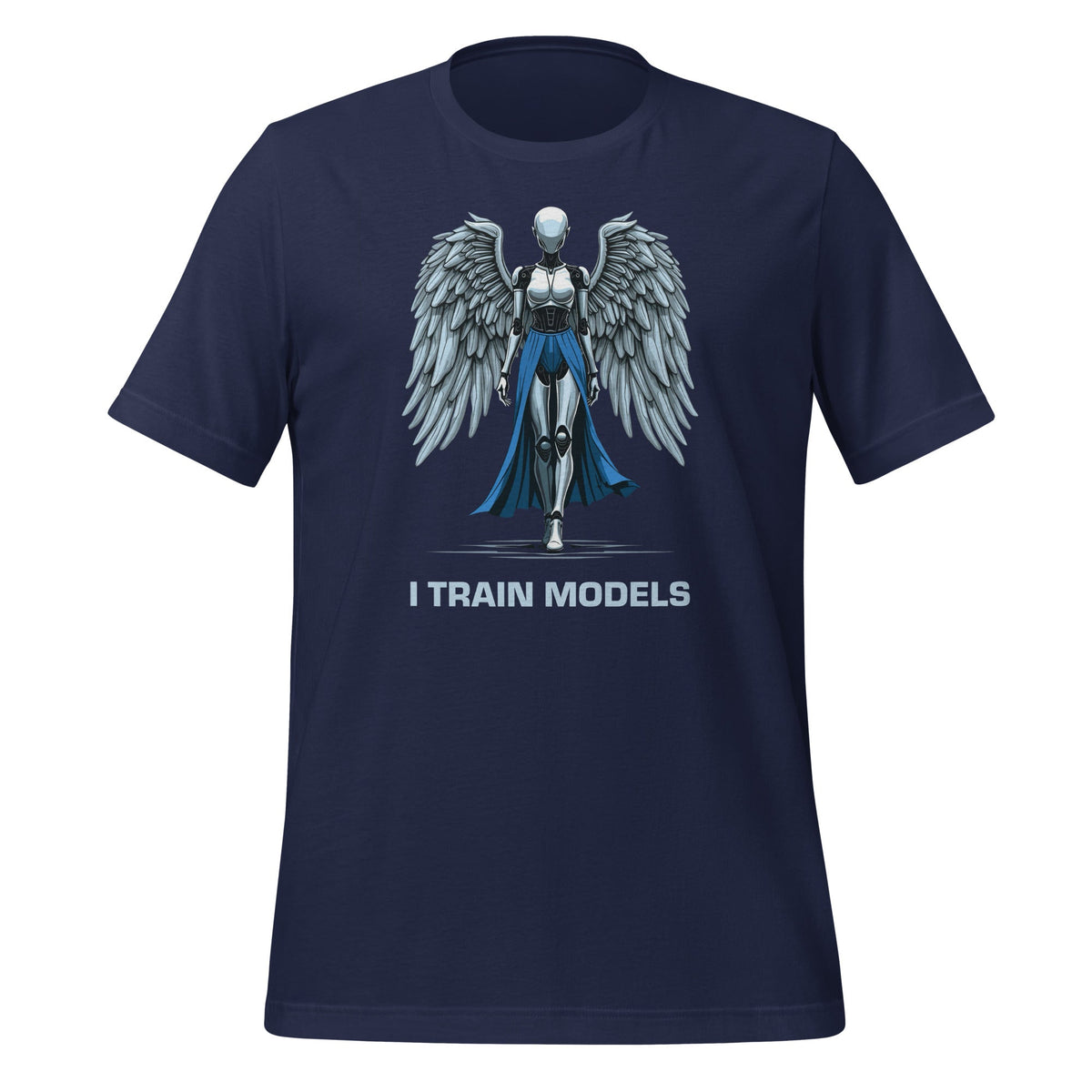 Product mockup photo of the I TRAIN MODELS T Shirt (unisex) Navy / M.