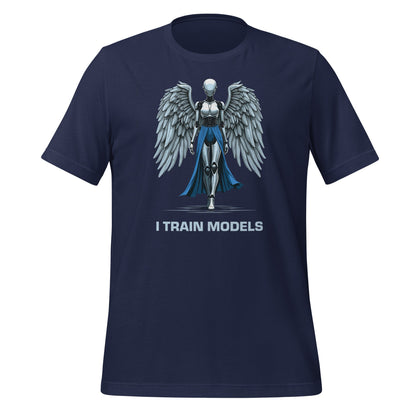 Product mockup photo of the I TRAIN MODELS T Shirt (unisex) Navy / M.