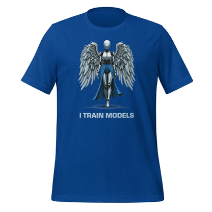 Product mockup photo of the I TRAIN MODELS T Shirt (unisex) True Royal / M.