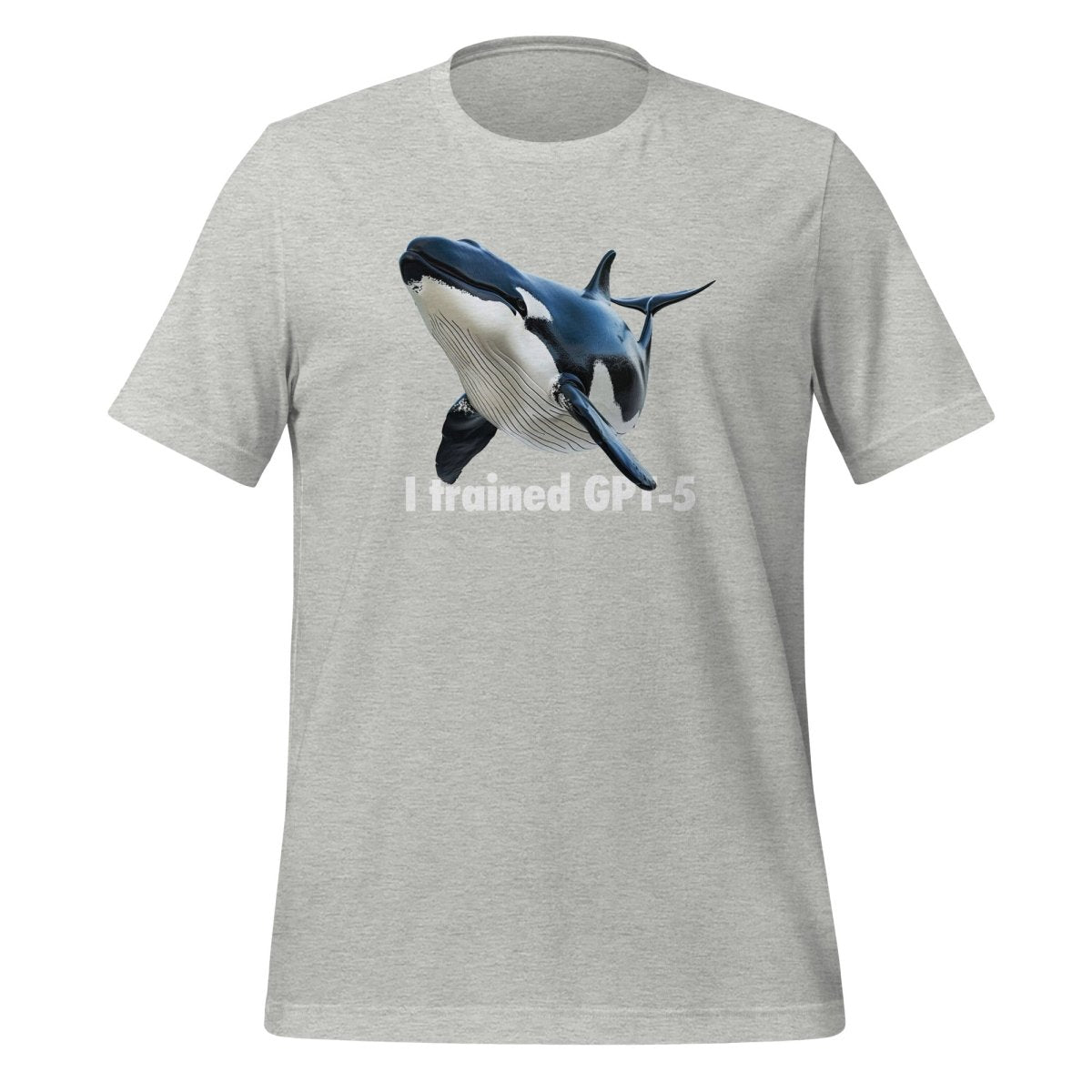 Product mockup photo of the I trained GPT 5 T Shirt (unisex) Athletic Heather / M.
