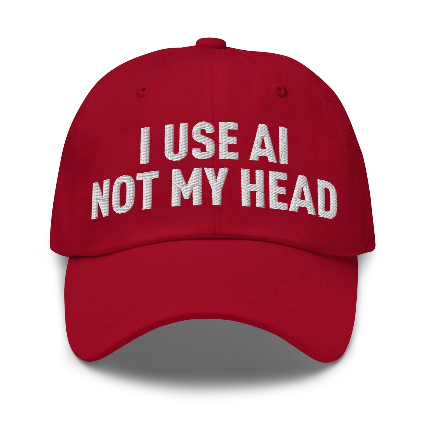 Image of the I Use AI Not My Head Cap Cranberry.