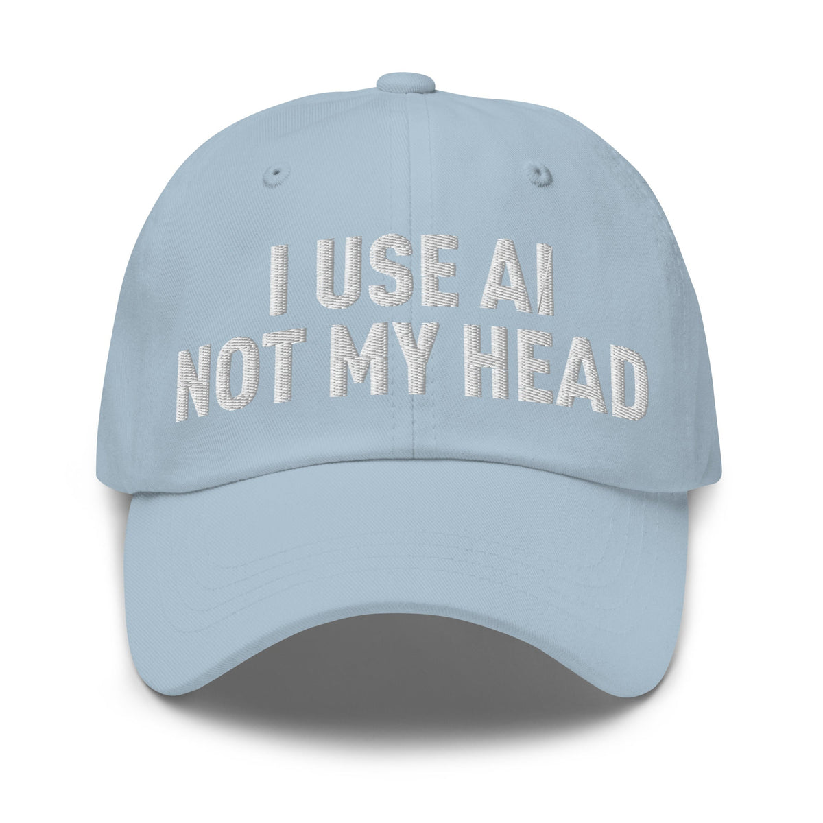 Image of the I Use AI Not My Head Cap Light Blue.