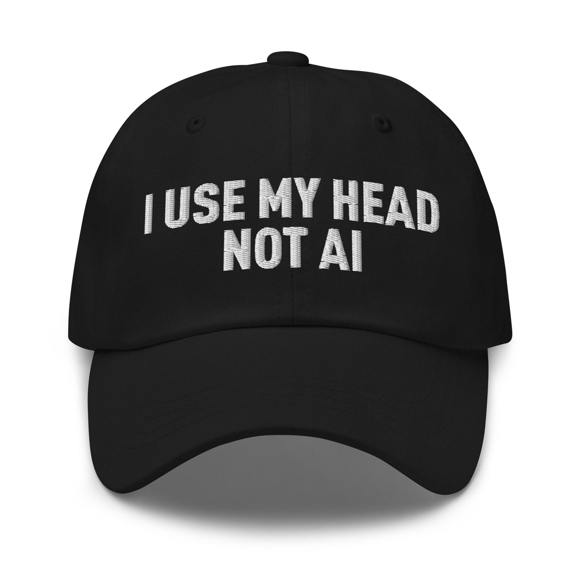 Image of the I Use My Head Not AI Cap Black.
