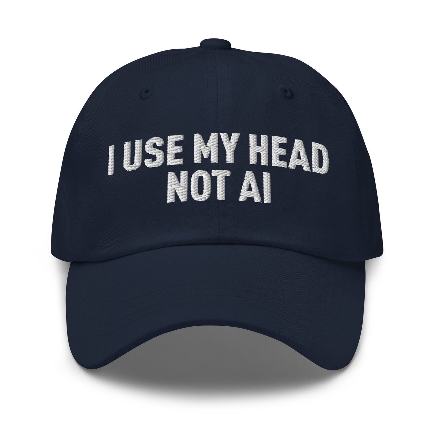 Image of the I Use My Head Not AI Cap Navy.