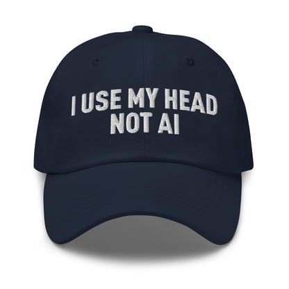 Image of the I Use My Head Not AI Cap Navy.