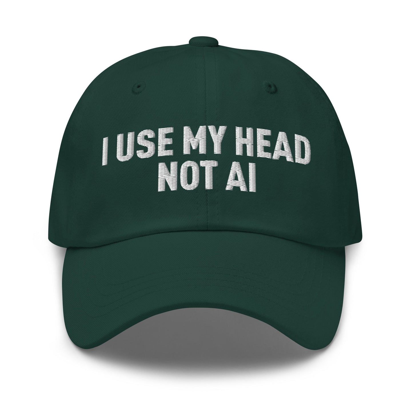 Image of the I Use My Head Not AI Cap Spruce.