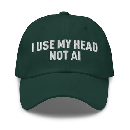 Image of the I Use My Head Not AI Cap Spruce.