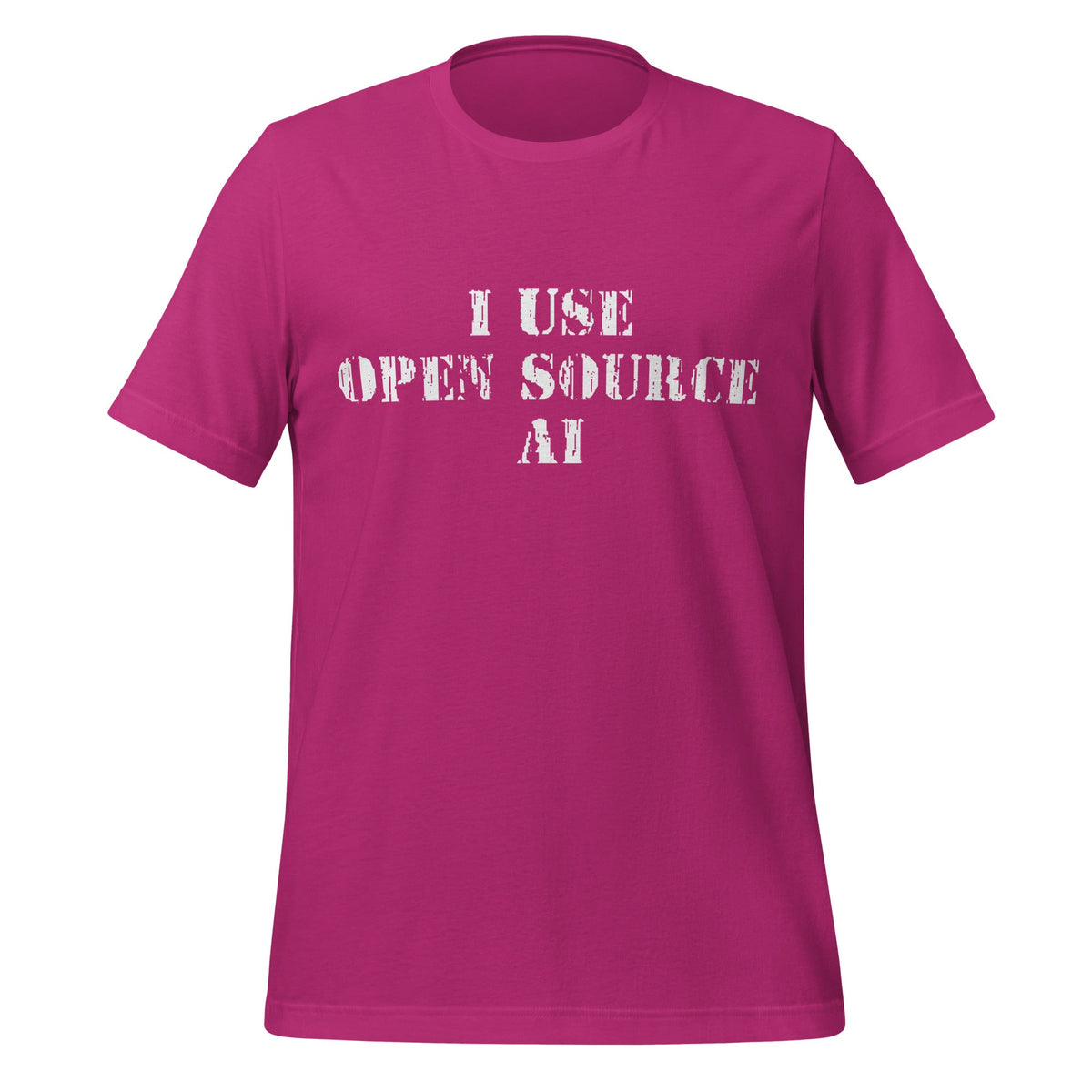 Product mockup photo of the I Use Open Source AI T Shirt (unisex) Berry / M.