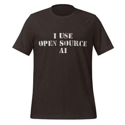 Product mockup photo of the I Use Open Source AI T Shirt (unisex) Brown / M.