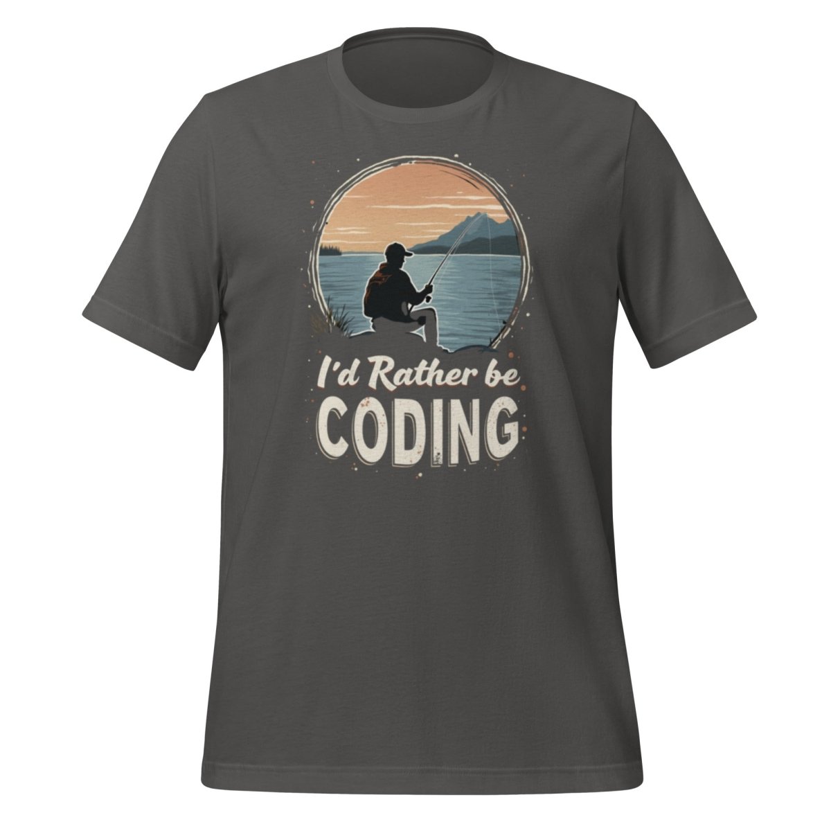 Product mockup photo of the I’d Rather Be Coding T Shirt 2 (unisex) Asphalt / M.