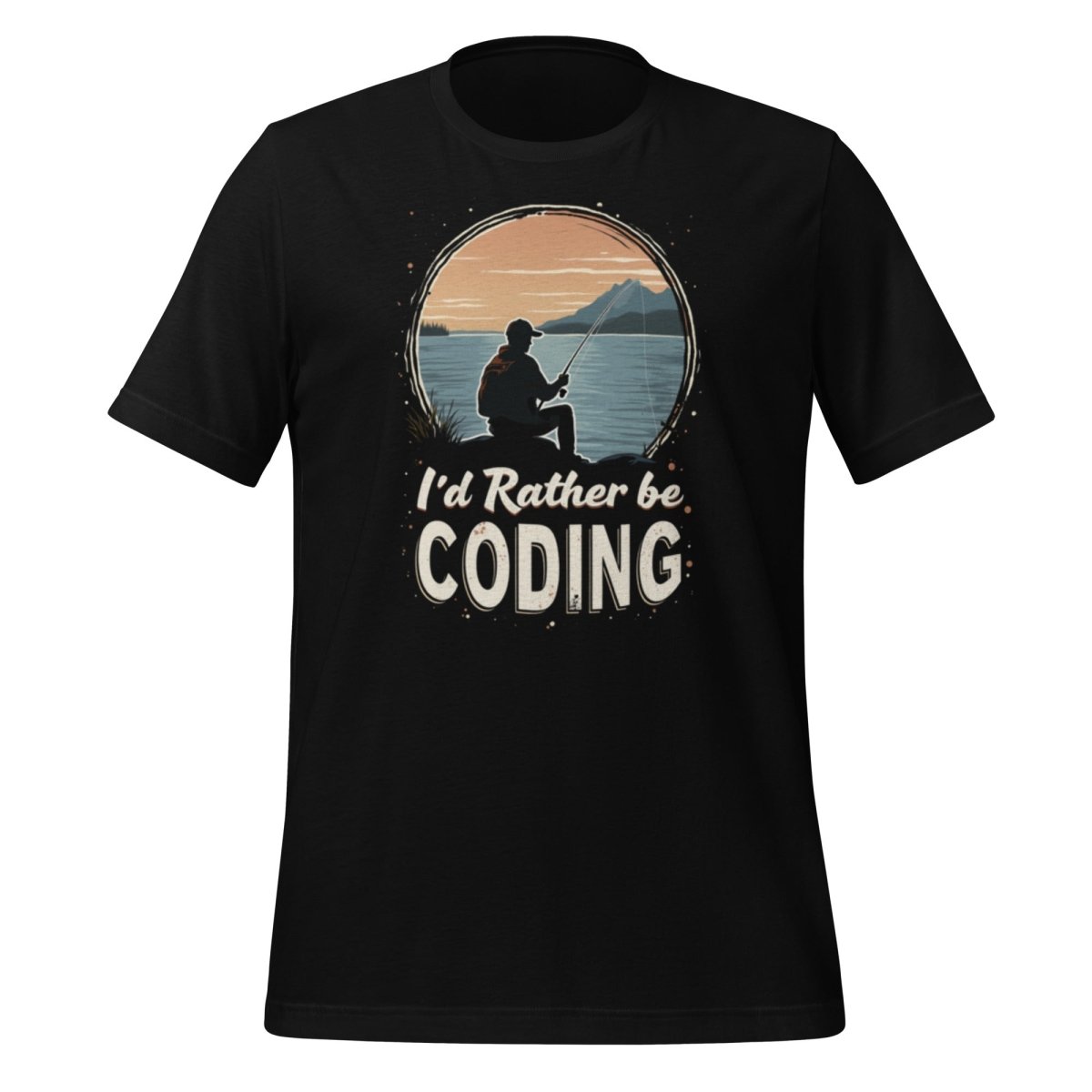 Product mockup photo of the I’d Rather Be Coding T Shirt 2 (unisex) Black / M.