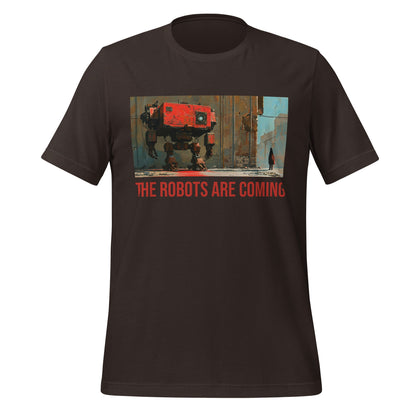 Image of the Illustrated The Robots Are Coming T-Shirt (unisex) Brown / M.