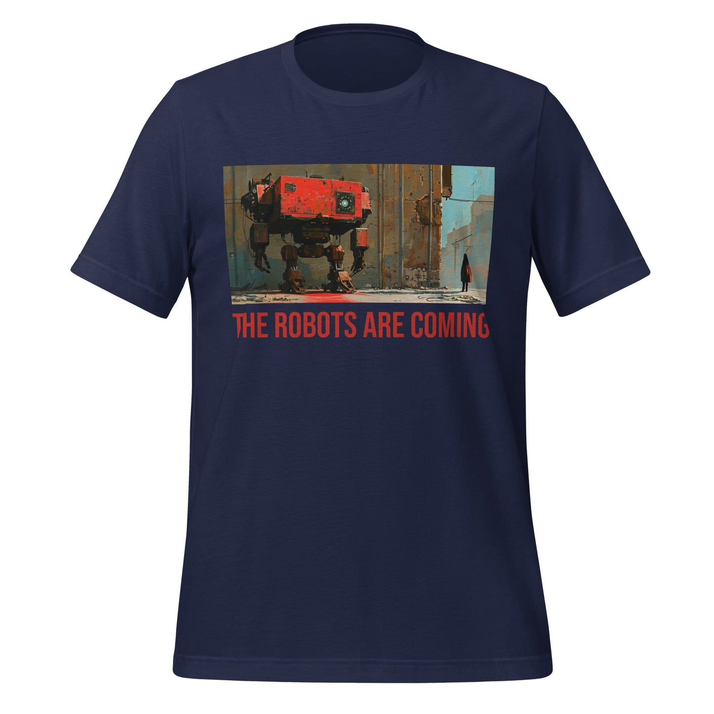 Image of the Illustrated The Robots Are Coming T-Shirt (unisex) Navy / M.