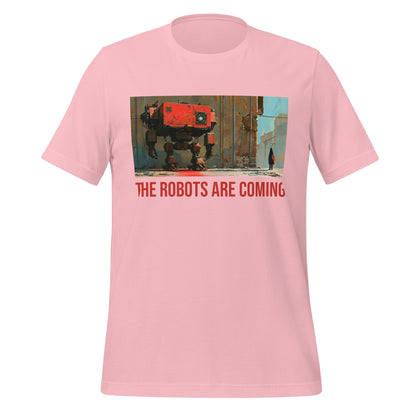 Image of the Illustrated The Robots Are Coming T-Shirt (unisex) Pink / M.