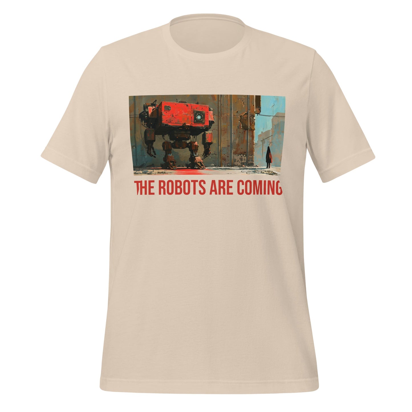 Image of the Illustrated The Robots Are Coming T-Shirt (unisex) Soft Cream / M.