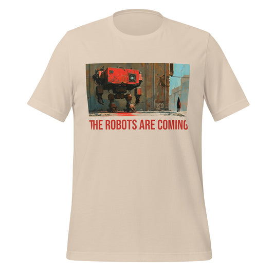 Image of the Illustrated The Robots Are Coming T-Shirt (unisex) Soft Cream / M.