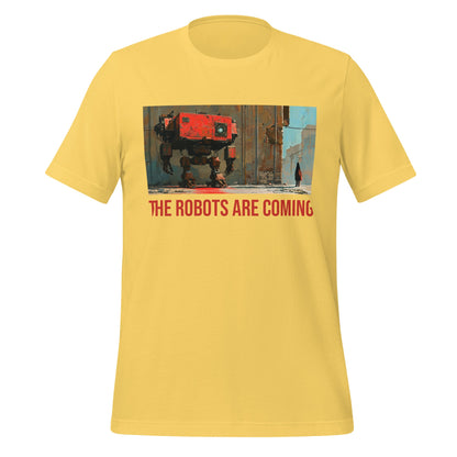 Image of the Illustrated The Robots Are Coming T-Shirt (unisex) Yellow / M.