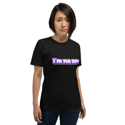 Product mockup photo of the I’m an NPC Gamer T Shirt (unisex).