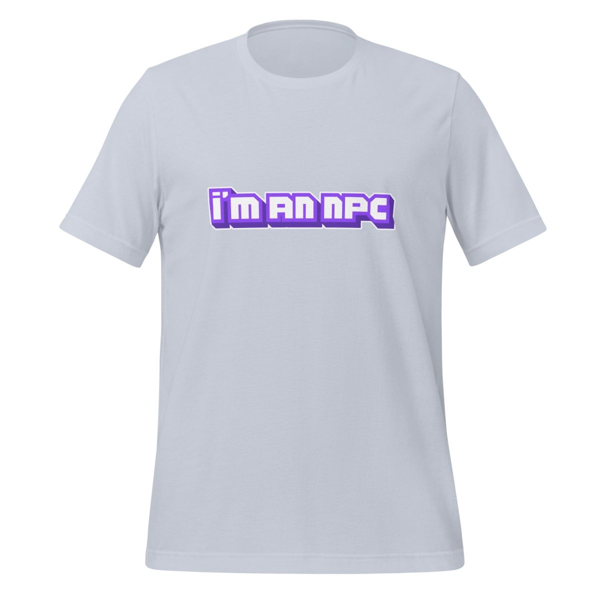 Product mockup photo of the I’m an NPC Gamer T Shirt (unisex) Light Blue / M.