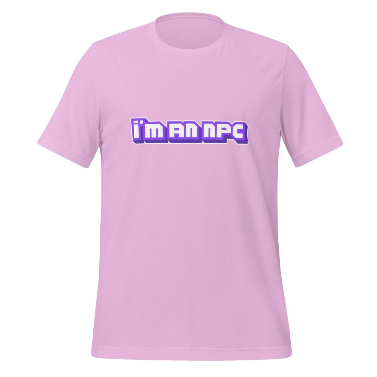 Product mockup photo of the I’m an NPC Gamer T Shirt (unisex) Lilac / M.