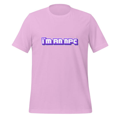 Product mockup photo of the I’m an NPC Gamer T Shirt (unisex) Lilac / M.