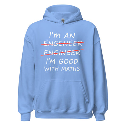 Image of the I’m Good with Maths Hoodie (unisex) Carolina Blue / M.