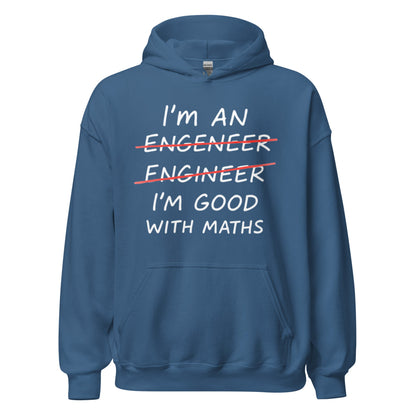 Image of the I’m Good with Maths Hoodie (unisex) Indigo Blue / M.