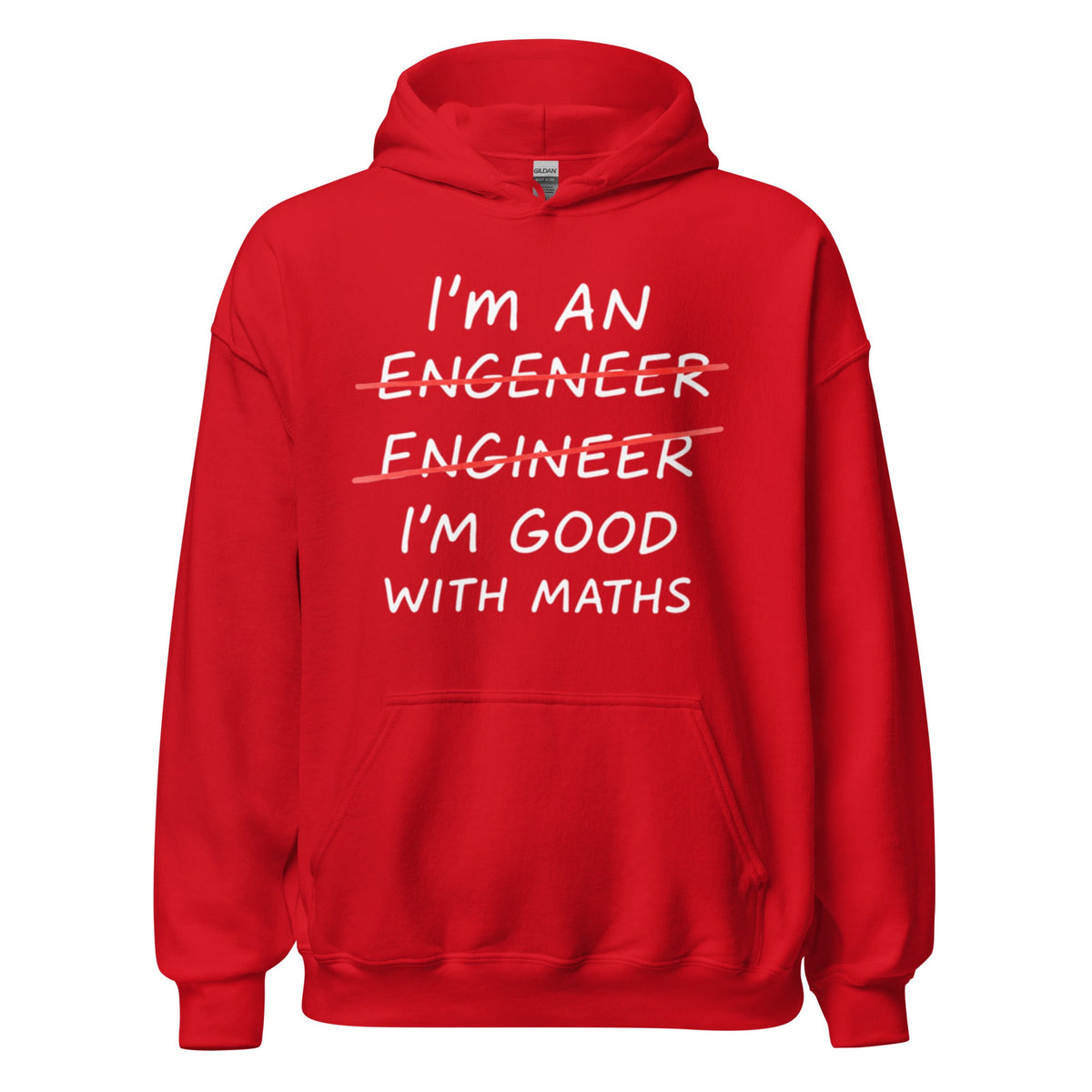 Image of the I’m Good with Maths Hoodie (unisex) Red / M.
