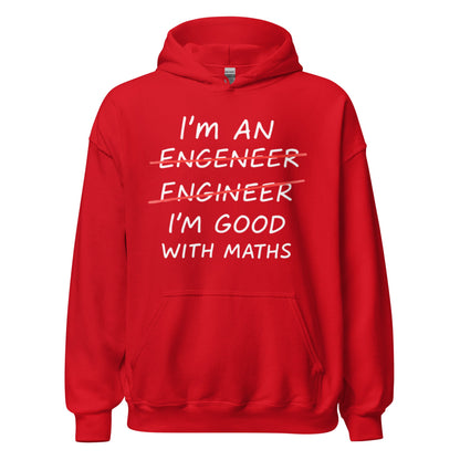 Image of the I’m Good with Maths Hoodie (unisex) Red / M.