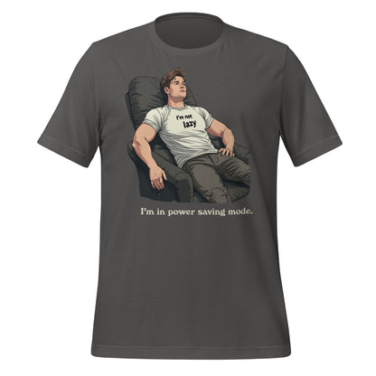 Product mockup photo of the I’m Not Lazy I’m In Power Saving Mode T Shirt (unisex) Asphalt / M.