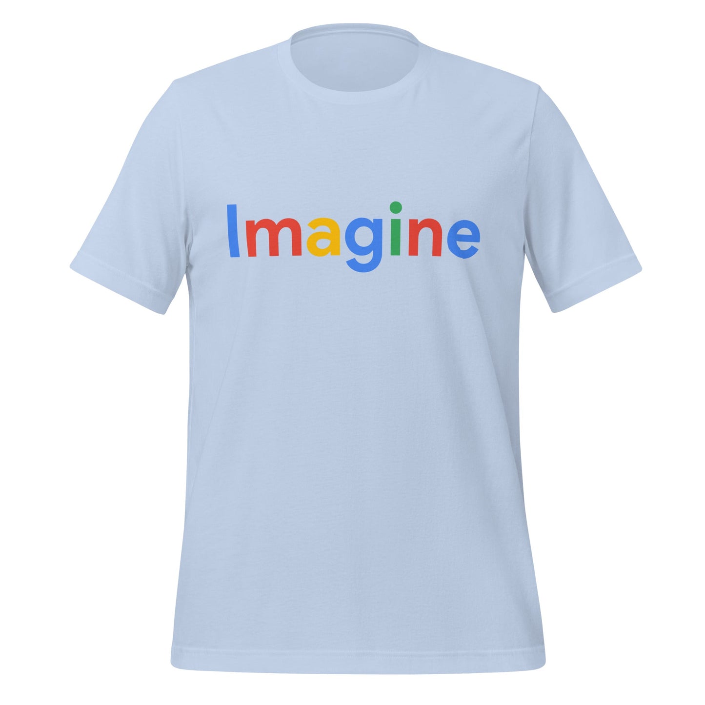 Product mockup photo of the Imagine Search Logo T Shirt (unisex) Baby Blue / M.
