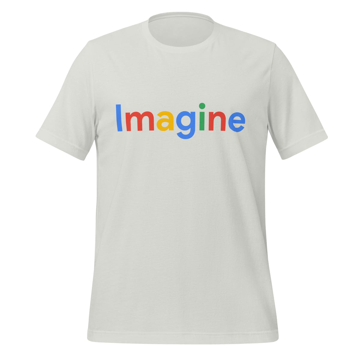 Product mockup photo of the Imagine Search Logo T Shirt (unisex) Silver / M.